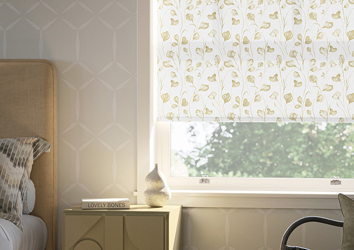 Botanical Watercolour, Old Gold - Twist&Fit Roller Blind - Image 5